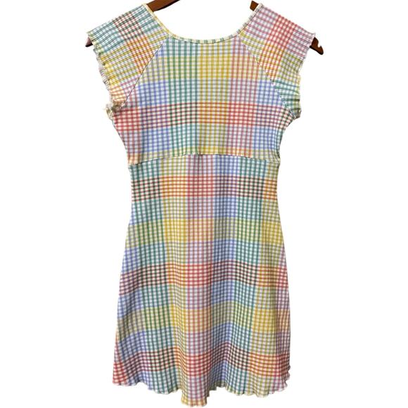 Loveshackfancy Zoie Mini Dress Small Rainbow Pastel Gingham Colorful Coquette - Picture 4 of 16
